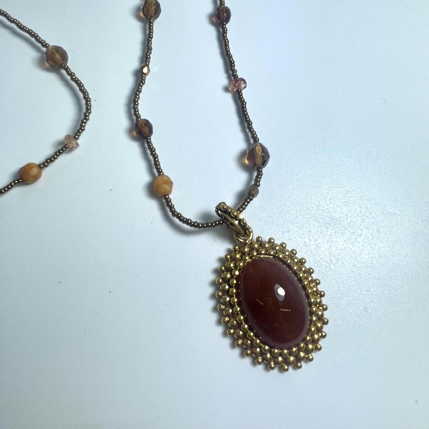 Vintage Oscar De La Renta Beautiful 32 Inch Genuine Brown Agate Removeable Pendant Necklace Antique Jewelry Necklace For Women