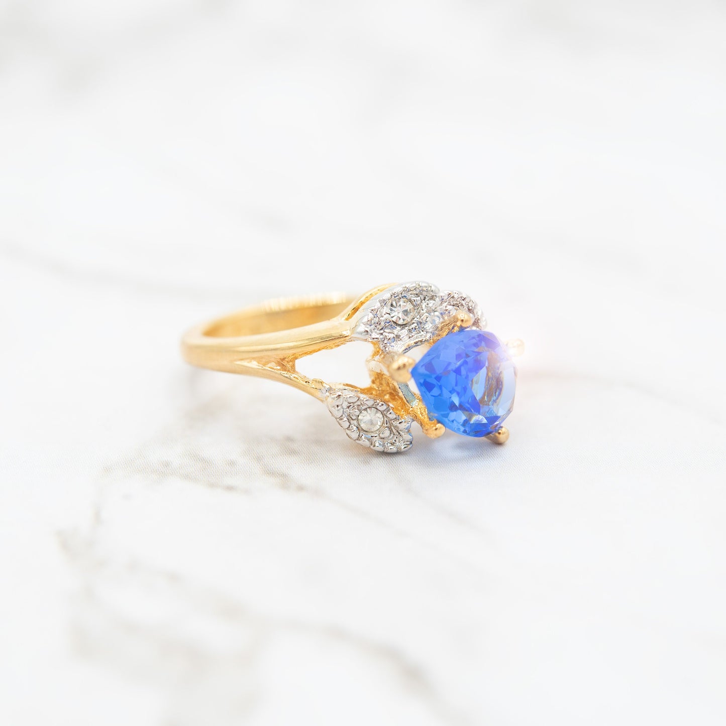 Genuine Opal or Austrian Crystal Vintage Ring Antique 18k Gold Electroplated Birthstone Womens Jewelry Antique - Never Worn