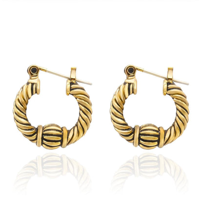 Women's Vintage Earrings Oscar de la Renta Twisted Rope Hoop Earrings