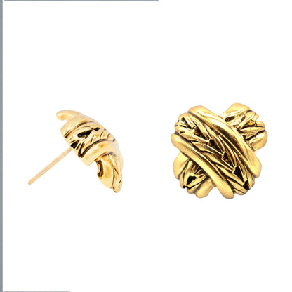 Vintage Oscar De La Renta X Yellow or White Gold Tone Earrings Stamped with OSCAR Logo #OSE-610