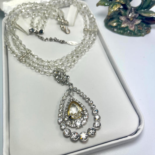 Vintage Oscar De La Renta Beautiful 16" Yellow & ClearAustrian Crystal Necklace Antique Jewelry Designer Antique Jewelry for Women Bride