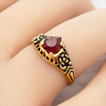 Women's Vintage Ring Austrian Crystal Antique 18k Gold Electroplated Filigree Ring R1375 Vintage Womans Ornate Antique Jewelry