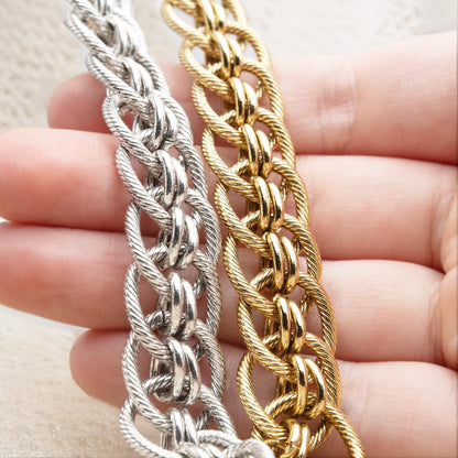 Vintage Oscar De La Renta 17 Inch Yellow or White Gold Plated Link Chain Necklace Women's Vintage Designer