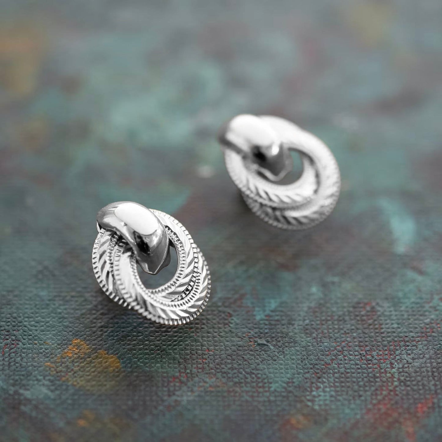 Vintage Oscar de la Renta Earrings Silver Tone Plating