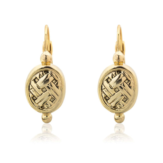 Vintage Earrings Oscar De La Renta Antiqued Gold Tone Dangling Lever Back Earrings #OSE-24464 Antique Earrings