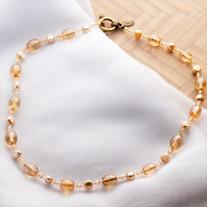 Vintage Oscar De La Renta 16 Inch Genuine Fresh Water Pearl and Glass Necklace