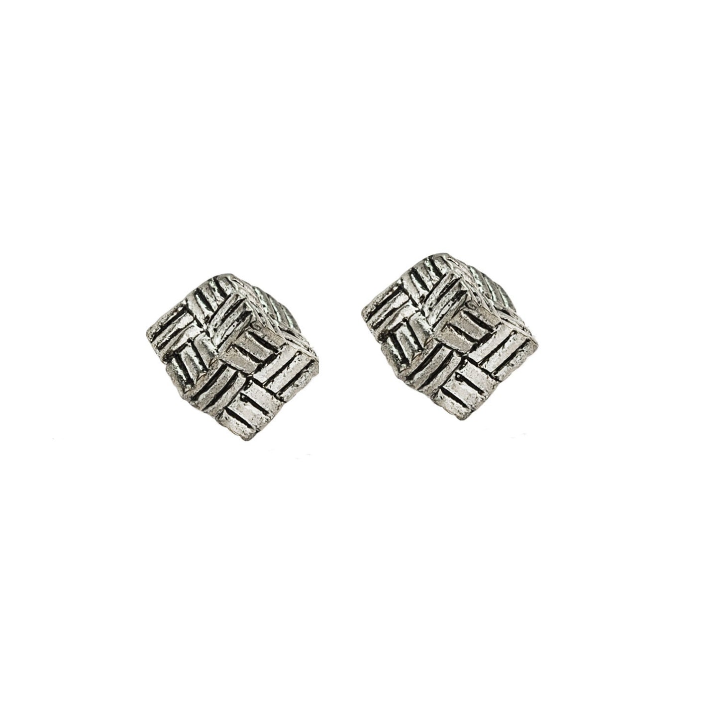 Vintage Earrings Oscar De La Renta White Gold Silver Tone Knot Post Earrings Antique Jewelry