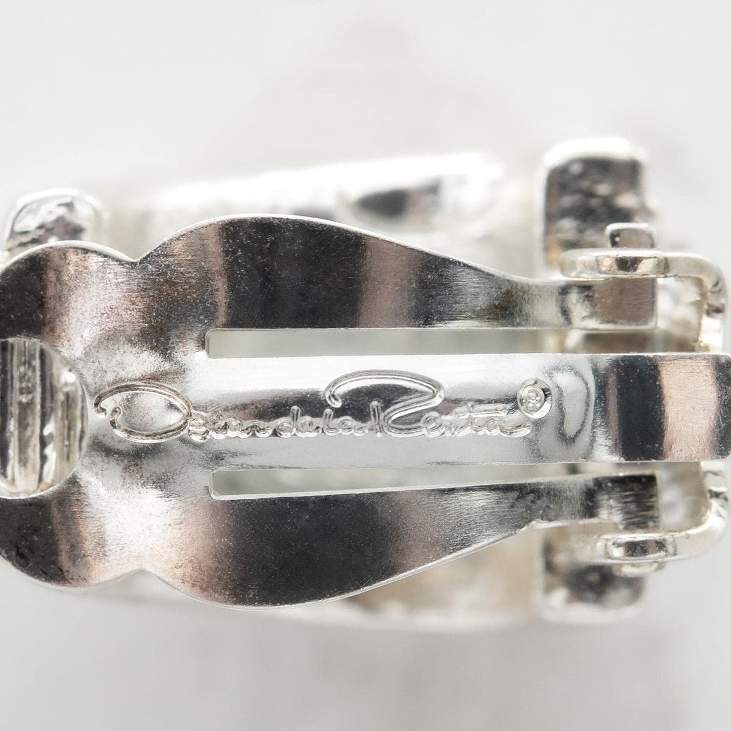 Womens Vintage Oscar de la Renta Clip Earrings Weave Silver Jewelry Hoop Earring Handmade Antique Made in USA Antique Designer Antique