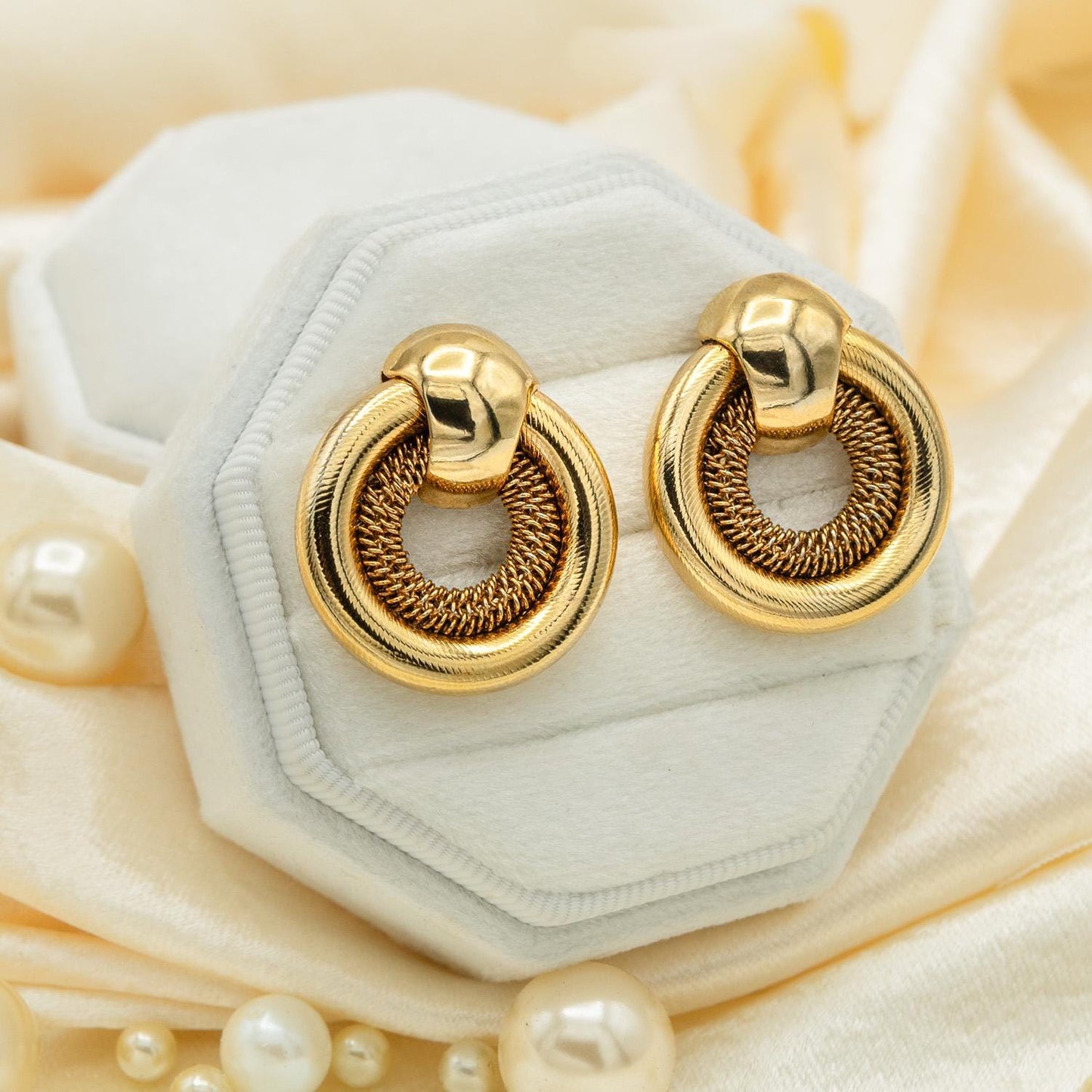 Vintage Women's Earrings Antique Gold Pierced Earrings for Women Statement Lightweight Classic Design Earrings