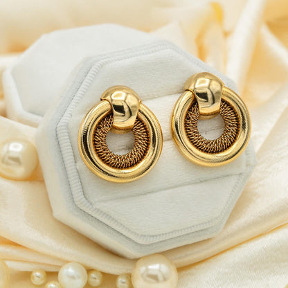 Vintage Women's Earrings Antique Gold Pierced Earrings for Women Statement Lightweight Classic Design Earrings