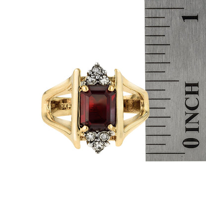 Vintage 1980s Garnet and Clear Austrian Crystals 18k Yellow Gold Electroplated January Birthstone Made in USA #R1747