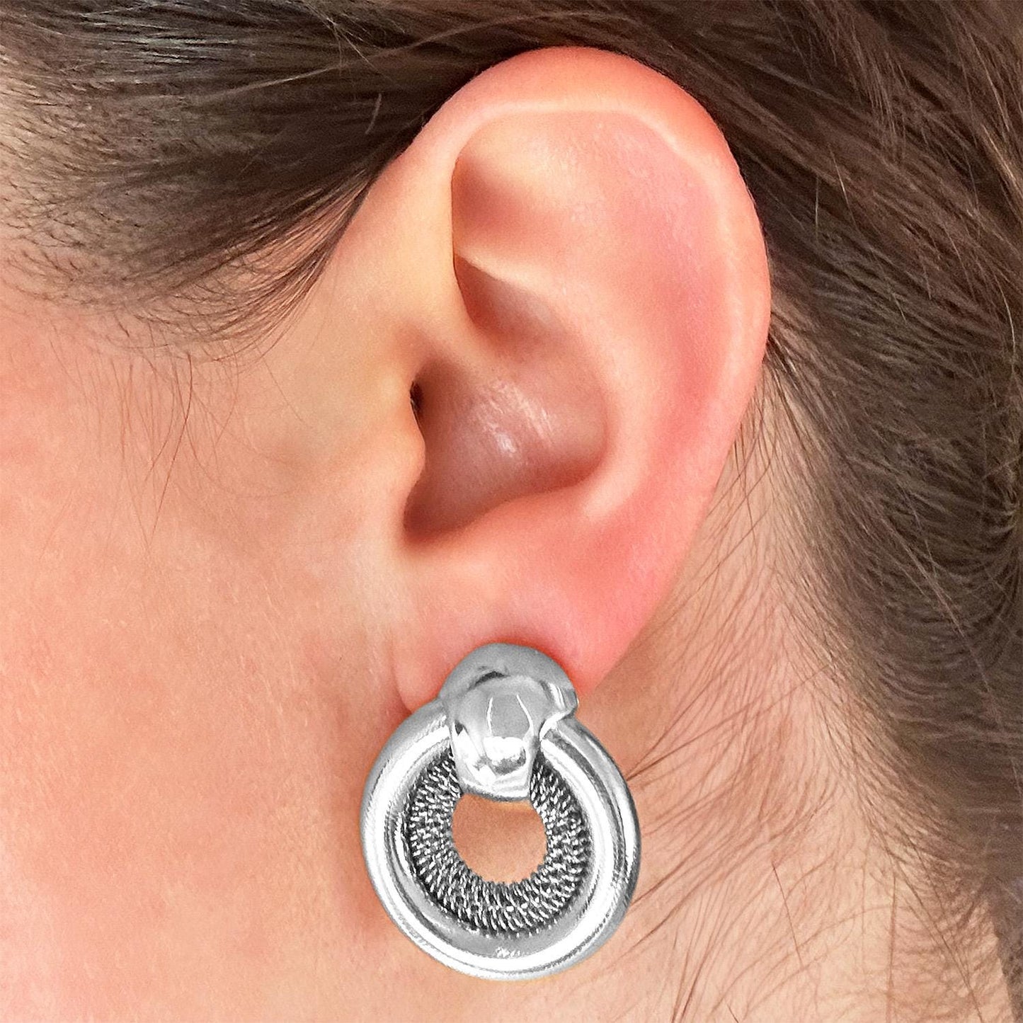 Vintage Women's Earrings Antique White Gold Pierced Earrings for Women Statement Lightweight Classic Design Earrings