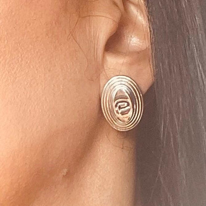 Vintage Oscar De La Renta Silver Plated Post Button Earrings "O" Logo Earrings for Women Designer Vintage Antique Jewelry for Girls