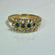 Vintage Ring Emerald or Sapphire and Clear Austrian Crystals 18k Gold Electroplated Cluster Made in USA