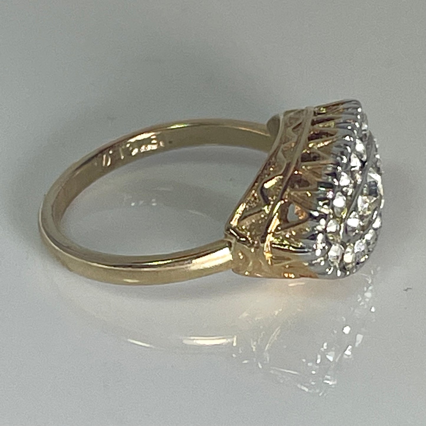 Vintage Clear Crystal Pave Ring in Yellow or White 18kt Gold Electroplated Setting Made in the USA