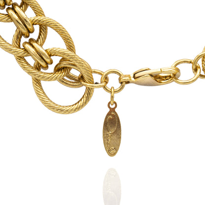 Vintage Oscar De La Renta 17 Inch Yellow or White Gold Plated Link Chain Necklace Women's Vintage Designer