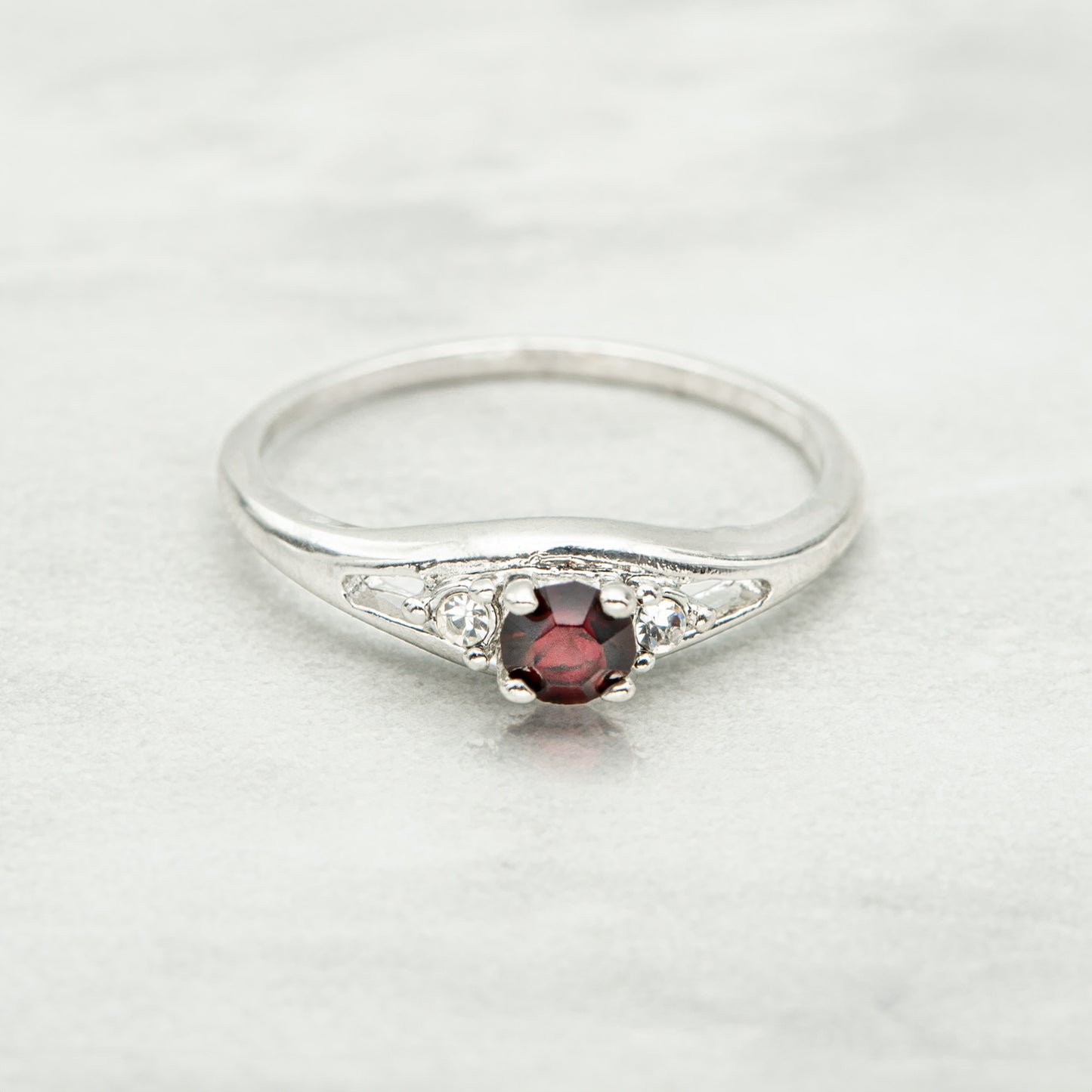 Vintage Genuine Stone or Austrian Crystal Ring 18k Yellow Gold Electroplated Ring Made in the USA