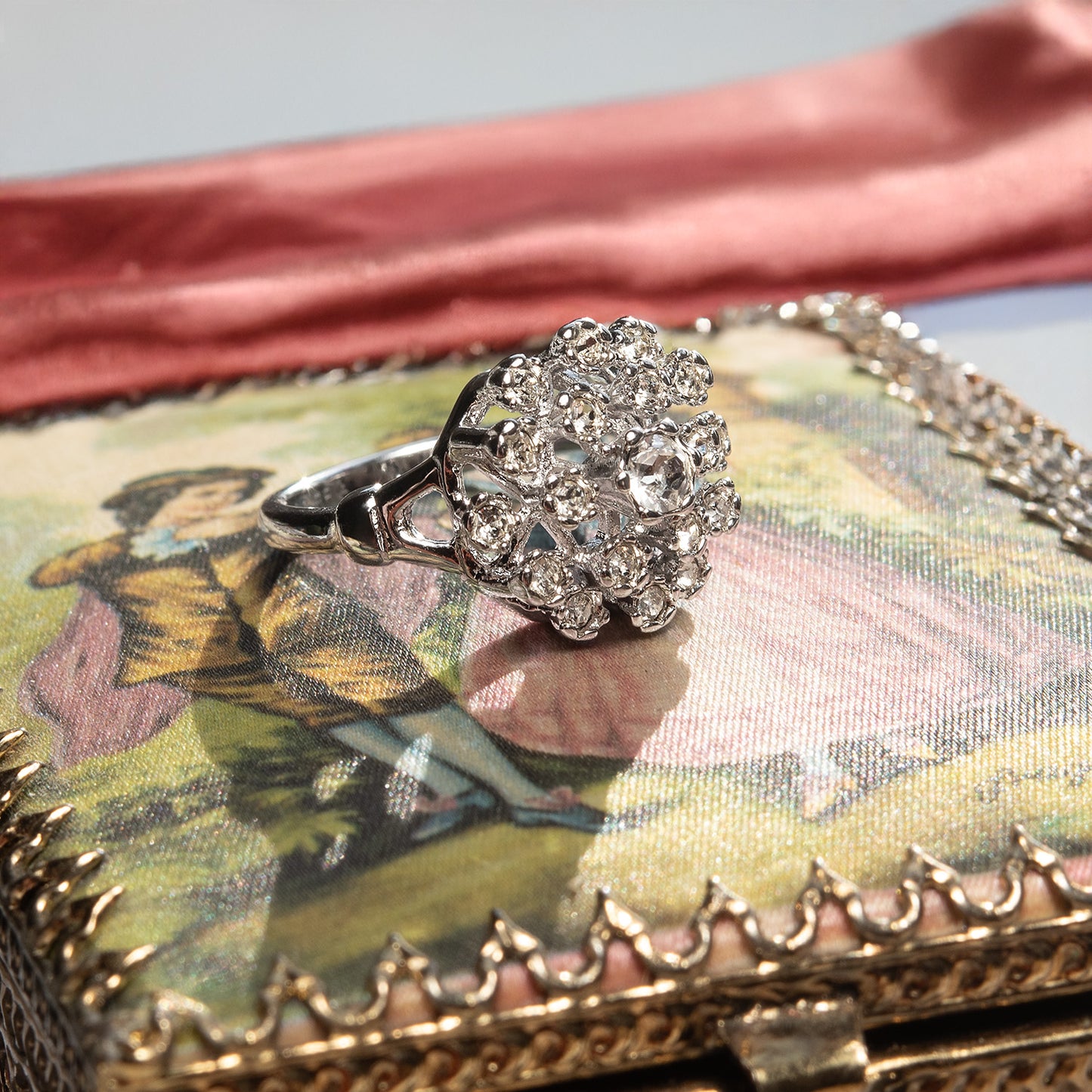 Vintage Ring Pinfire Opal Cluster Antique 18k Gold Cocktail Ring Womans Jewlery Opal Handmade Rings R108