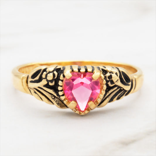 Women's Vintage Ring Austrian Crystal Antique 18k Gold Electroplated Filigree Ring R1375 Vintage Womans Ornate Antique Jewelry