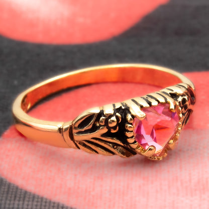 Women's Vintage Ring Austrian Crystal Antique 18k Gold Electroplated Filigree Ring R1375 Vintage Womans Ornate Antique Jewelry