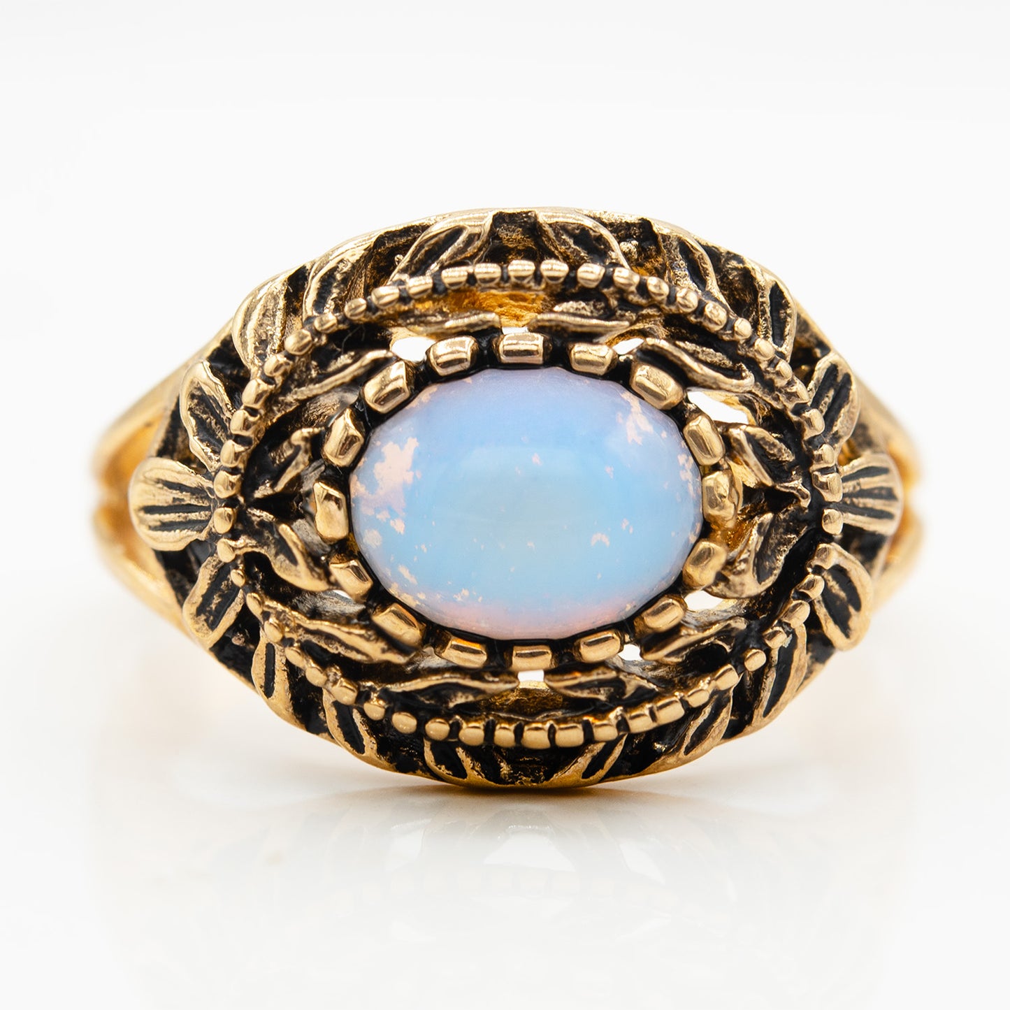 Vintage Genuine Opal or Pinfire Opal Cocktail Ring Antique Opals 18k Gold Made in the USA October Birthstone