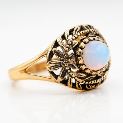 Vintage Genuine Opal or Pinfire Opal Cocktail Ring Antique Opals 18k Gold Made in the USA October Birthstone