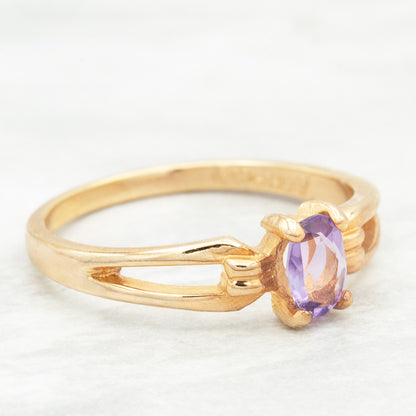 Vintage Ring 1970s Genuine Garnet or Amethyst 18k Gold Birthstone Rings Antique Womans Jewelry Handmade