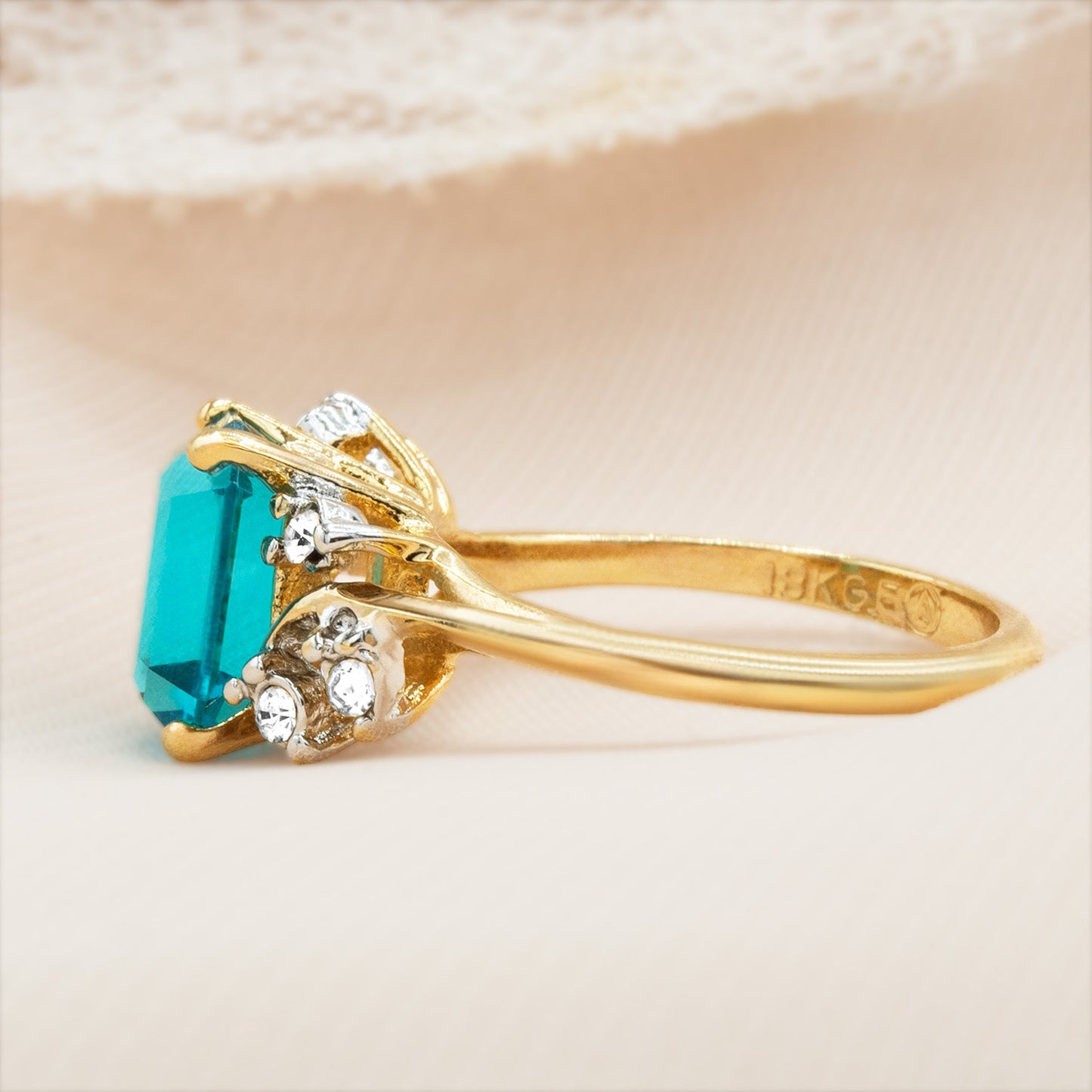 Austrian Crystal Vintage Ring Antique 18k Gold Electroplated Birthstone Women's Jewelry Antique