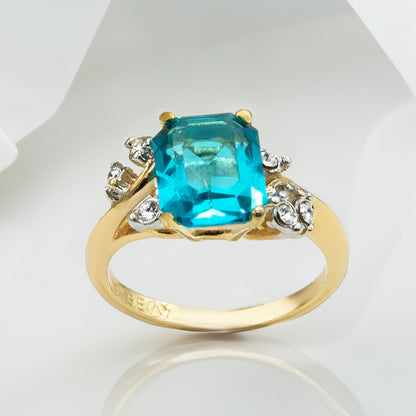 Austrian Crystal Vintage Ring Antique 18k Gold Electroplated Birthstone Women's Jewelry Antique