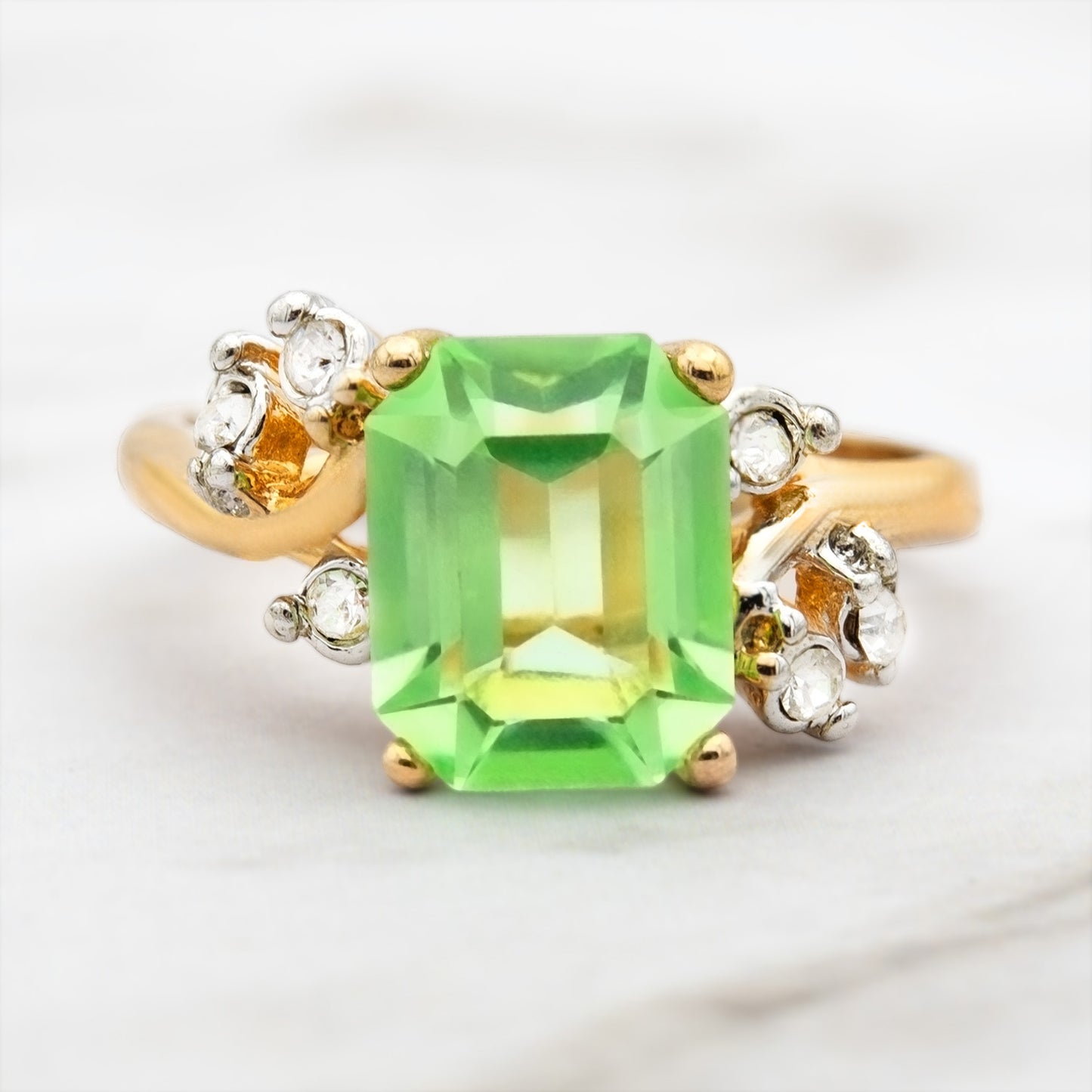 Austrian Crystal Vintage Ring Antique 18k Gold Electroplated Birthstone Women's Jewelry Antique