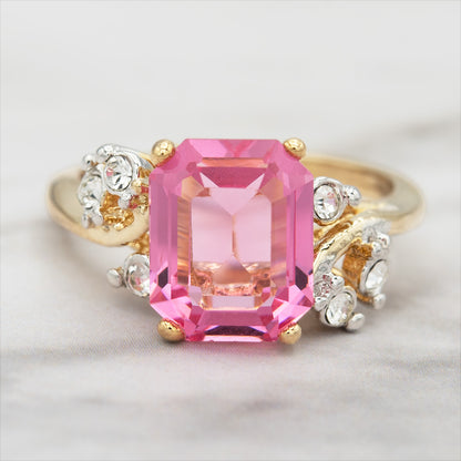 Austrian Crystal Vintage Ring Antique 18k Gold Electroplated Birthstone Women's Jewelry Antique