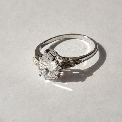 Vintage Ring Pear Cubic Zirconia Engagement Style Ring 18k White Gold Silver Antique Womans Engagement R1897 Size: 10