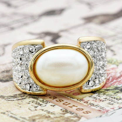Women's Vintage Ring Genuine Stones, Austrian Crystals Cocktail Ring 18k Yellow Gold Electroplated  R1934