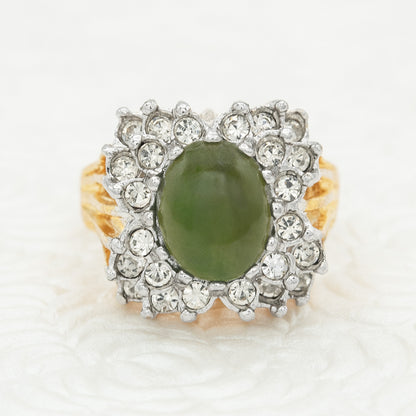 Vintage Ring Genuine Stone or Austrian Crystal Cocktail Ring 18k Gold Antique Womans