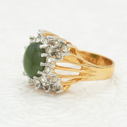 Vintage Ring Genuine Stone or Austrian Crystal Cocktail Ring 18k Gold Antique Womans