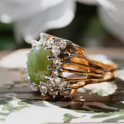 Vintage Ring Genuine Stone or Austrian Crystal Cocktail Ring 18k Gold Antique Womans