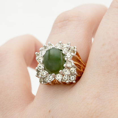 Vintage Ring Genuine Stone or Austrian Crystal Cocktail Ring 18k Gold Antique Womans