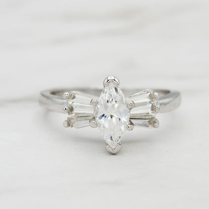 Vintage 1980's 18k Yellow Gold Plated Ruby Austrian Crystal Ring Made in USA