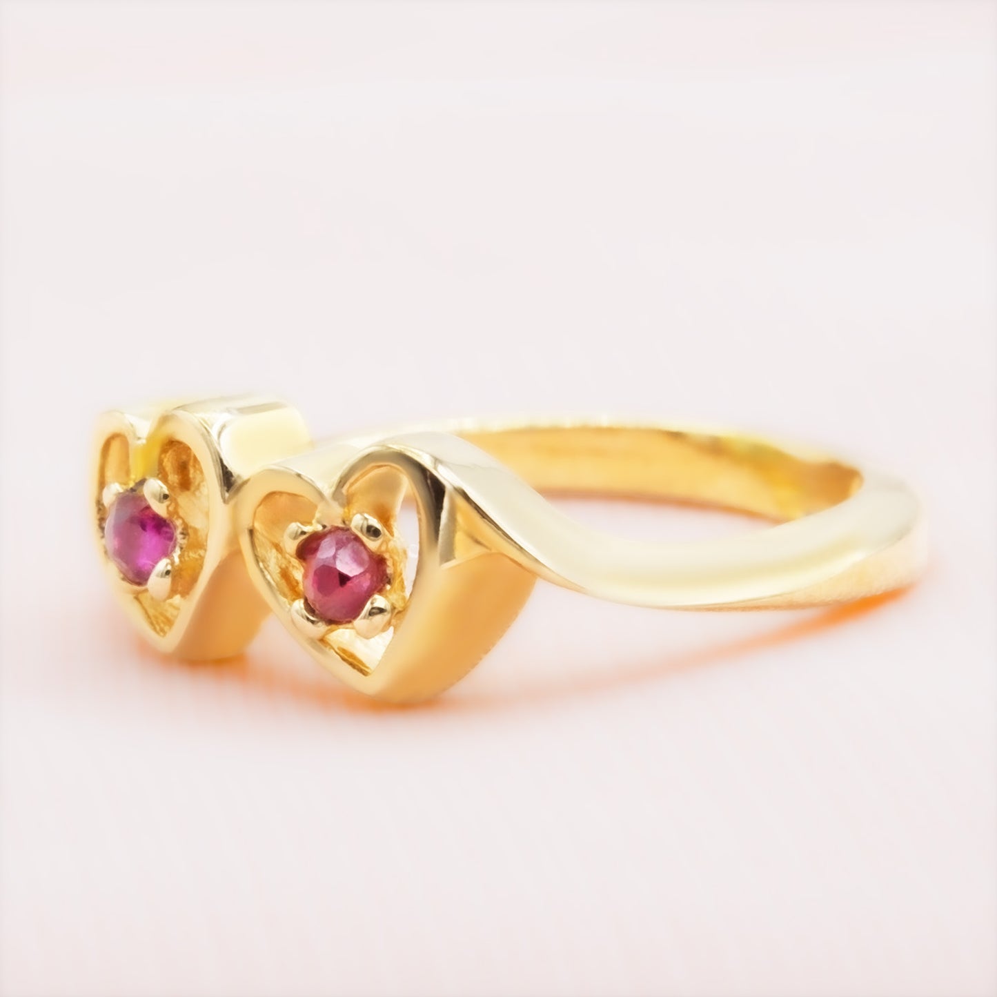 Vintage Ring Heart Genuine Stone or Crystal Ring 18k Gold Electroplated Antique Womans Jewelry Promise Ring