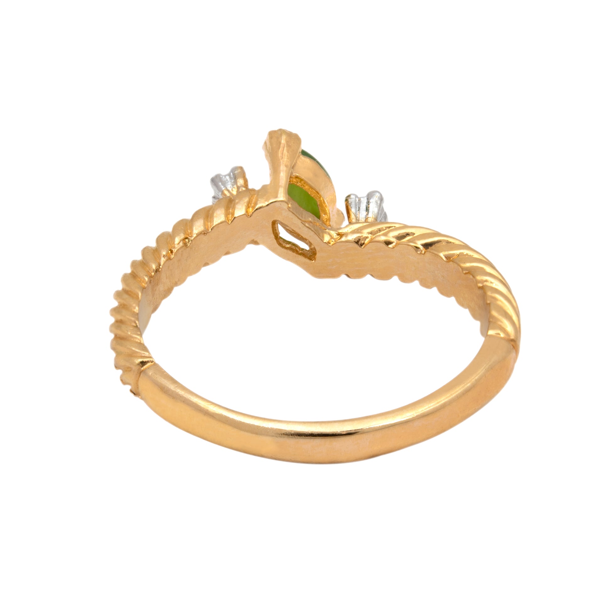 Vintage Ring Dainty Genuine Jade and Austrian Crystals Ring