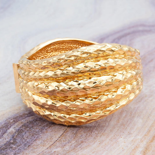 Vintage Hammered Gold Bangle Bracelet 1990s Bold Wide Statement Cuff Hinged Gold Plated Bracelet Bracelets Jewelry Antique for Women
