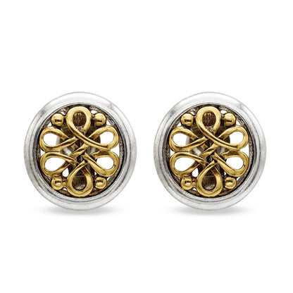 Womens Vintage Oscar de la Renta Clip Earrings Gold Silver Swirl Round Button Earrings Designer Vintage Antique Fashion Jewelry Gift for Mom