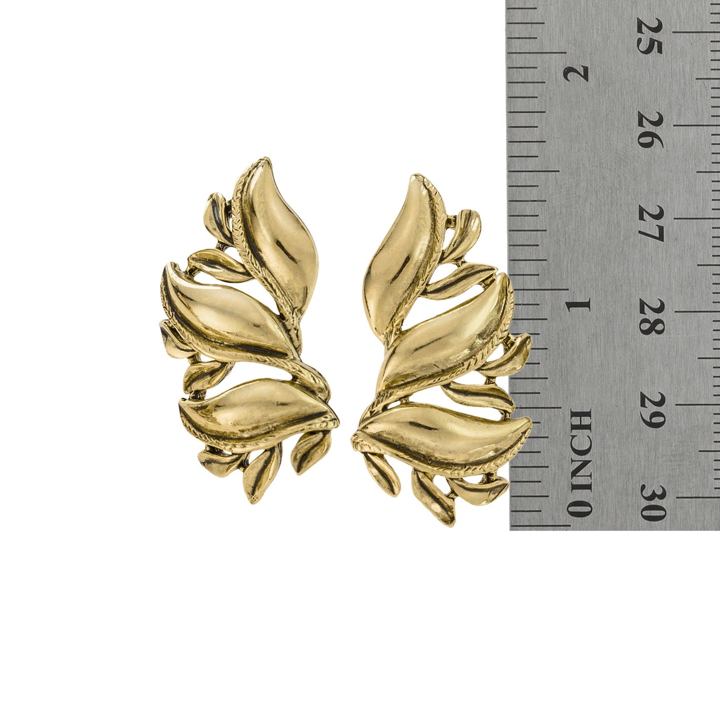 Vintage Earrings Oscar de la Renta Signed Polished Silver Clip Earrings