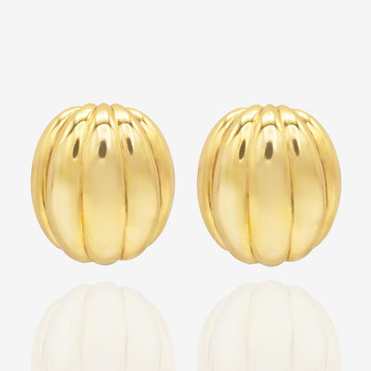 Vintage Earrings Oscar de la Renta Clip Earrings Polished Gold Tone Button