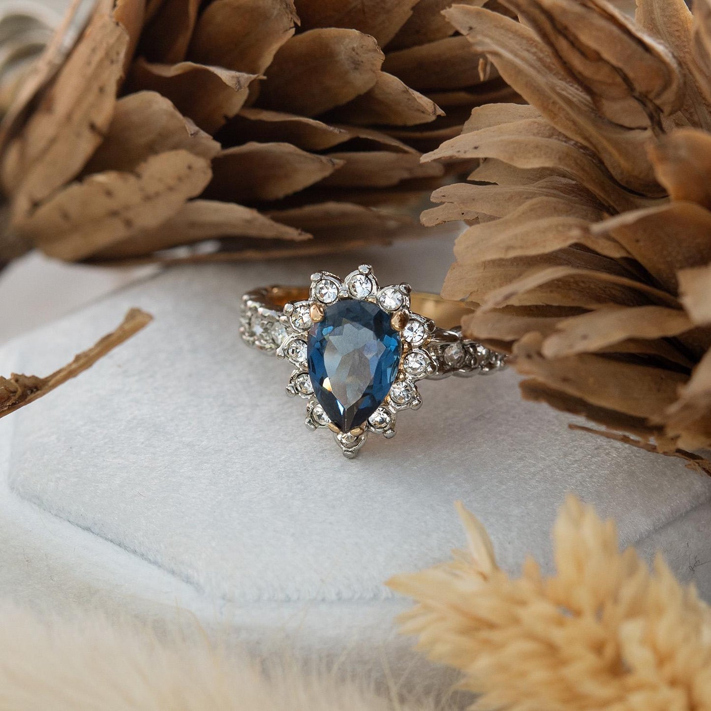 Vintage 18k Gold Electroplated Ring:Cubic Zirconia and Crystal, 1990s Jewelry