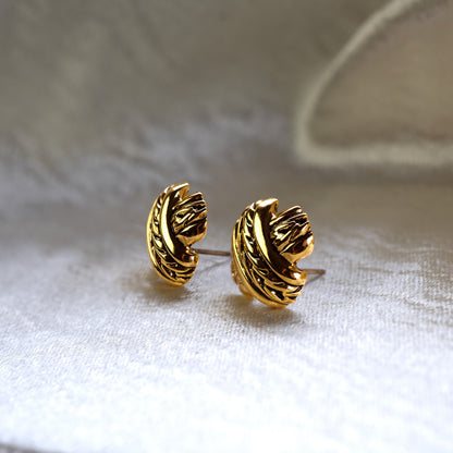 Vintage Oscar De La Renta X Yellow or White Gold Tone Earrings Stamped with OSCAR Logo #OSE-610