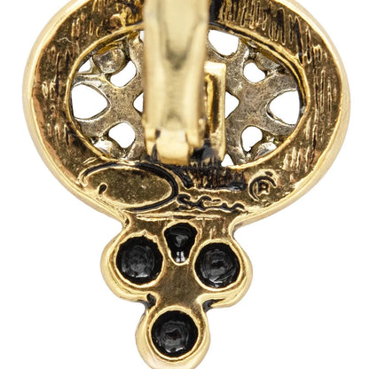 Womens Vintage Oscar De La Renta Dangle Earrings Yellow & White Gold Plated Filigree Lever Backs Women's Jewelry Small Designer Drop Earring