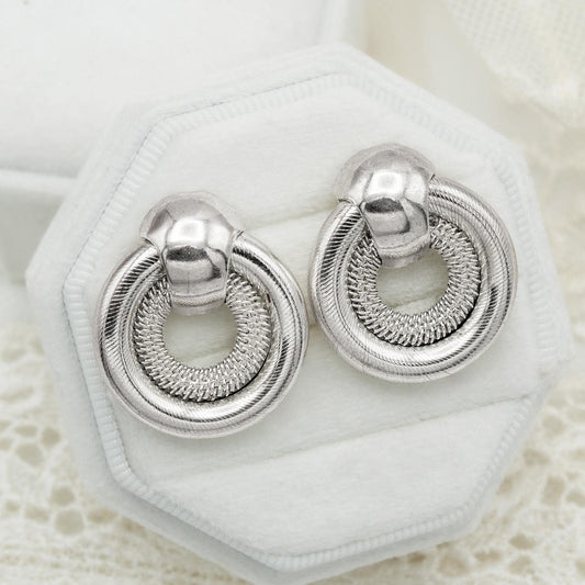 Vintage Women's Earrings Antique White Gold Pierced Earrings for Women Statement Lightweight Classic Design Earrings