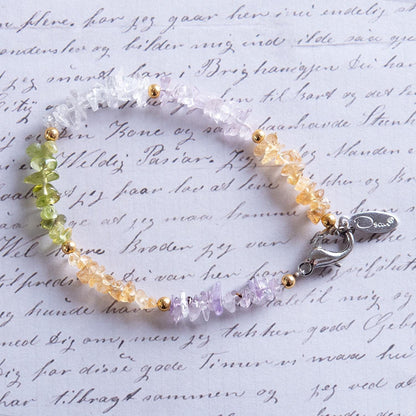 Vintage Oscar De La Renta Semi Precious Stone Bracelet Multi Stone Lightweight Layering Designer