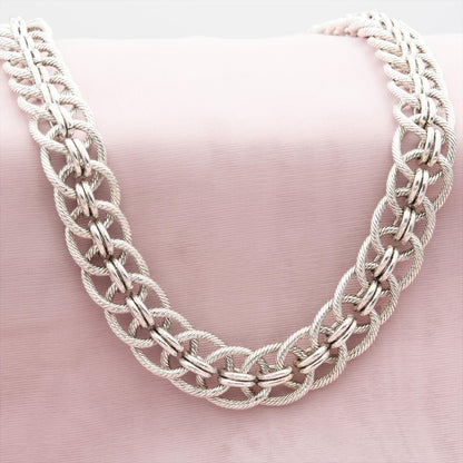 Vintage Oscar De La Renta 17 Inch Yellow or White Gold Plated Link Chain Necklace Women's Vintage Designer
